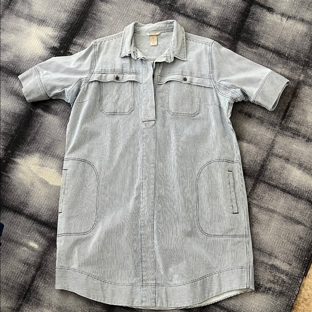 Duluth Trading Co Engineer Striped Denim Shirtdress